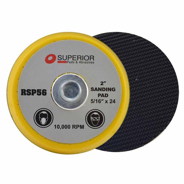 Superior Pads And Abrasives 2 Inch Hook & Loop Sanding Pad with 5/16 Inch-24 Threads RSP56